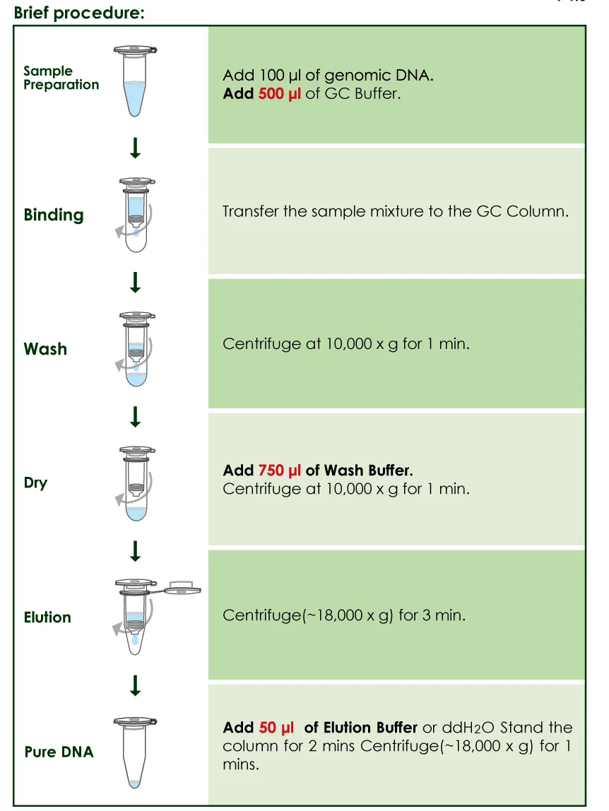 Brief procedure for Genomic DNA Clean-Up Kit