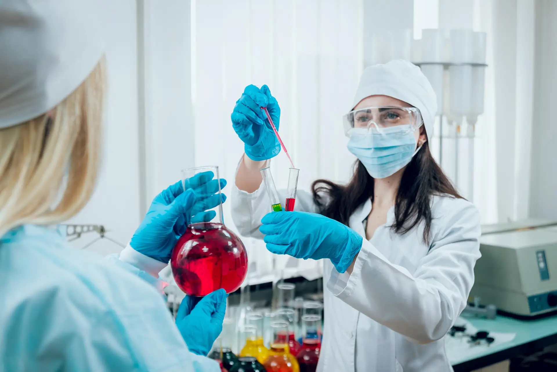 Researchers working together in a laboratory